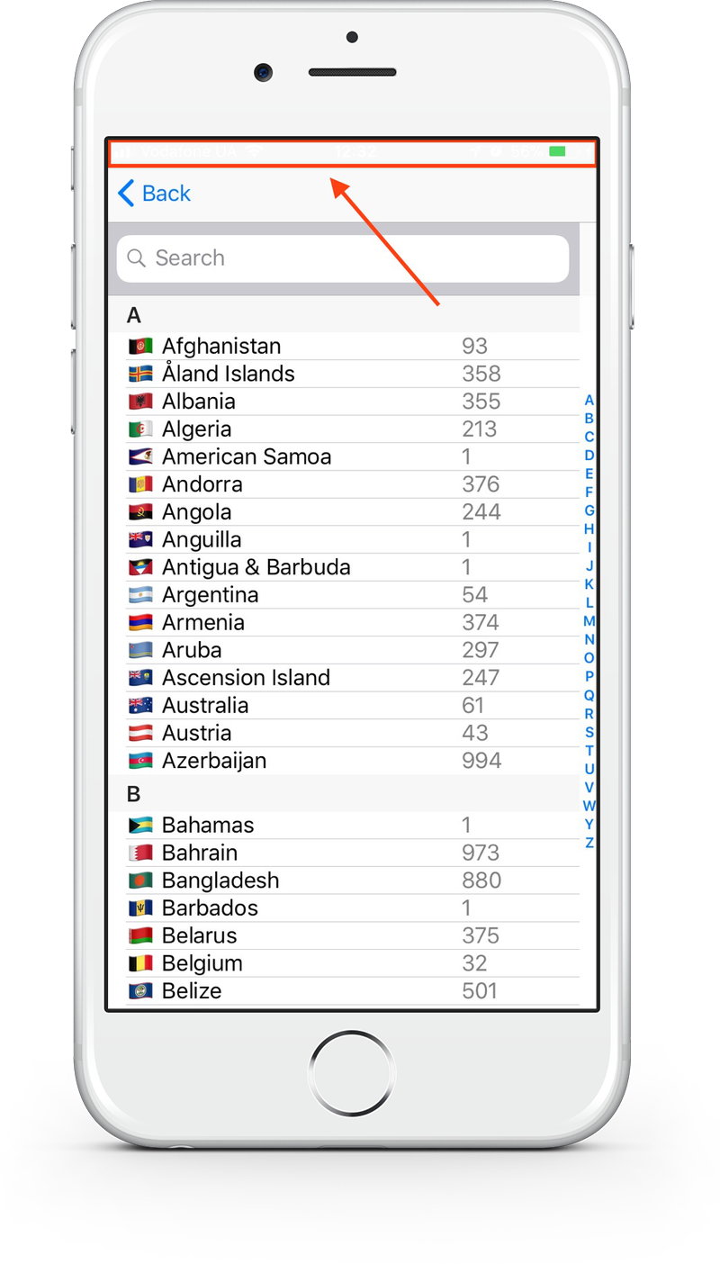 Periscope app - on the country selection screen / Weekly bug crawl by QAwerk
