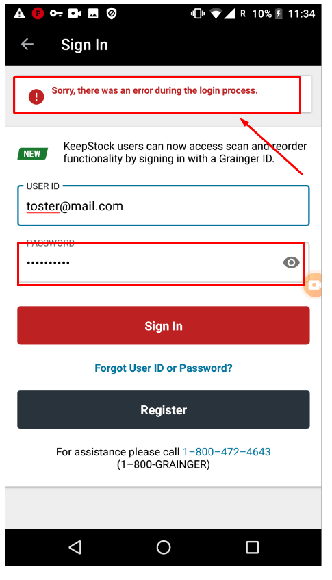 Wrong validation error is displayed on the “Sign in” page after entering an incorrect password