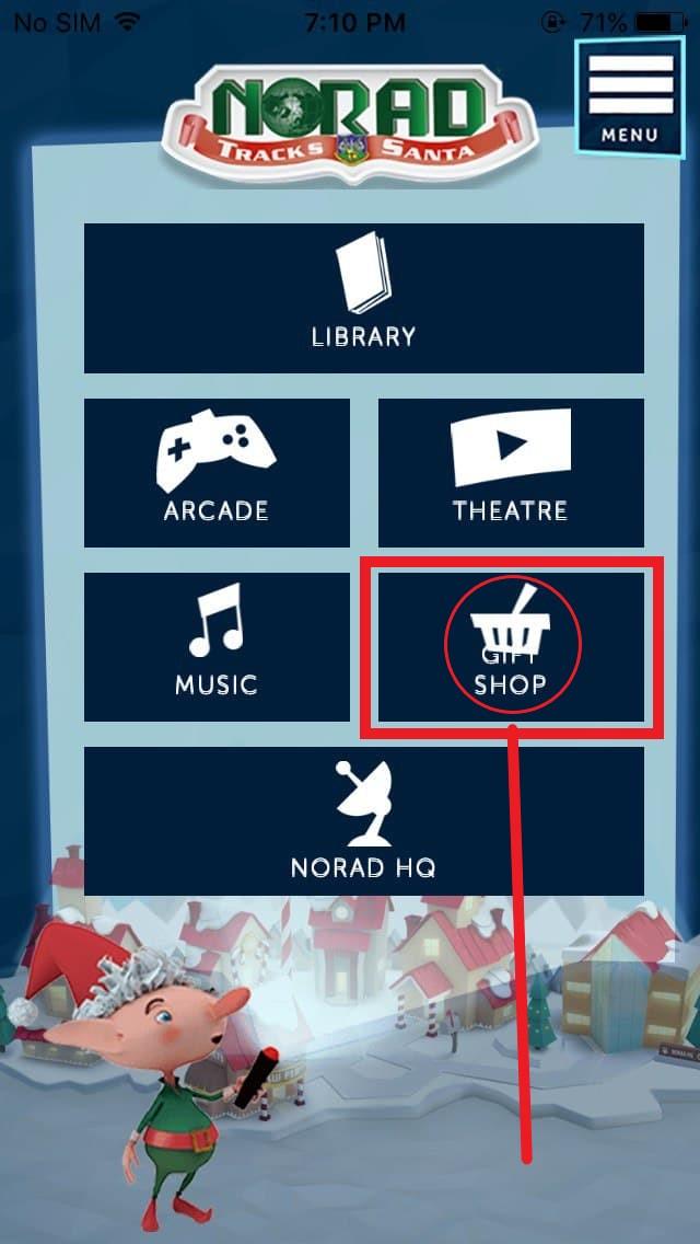 The “Gift shop” title isn’t fully shown on the “North Pole” section