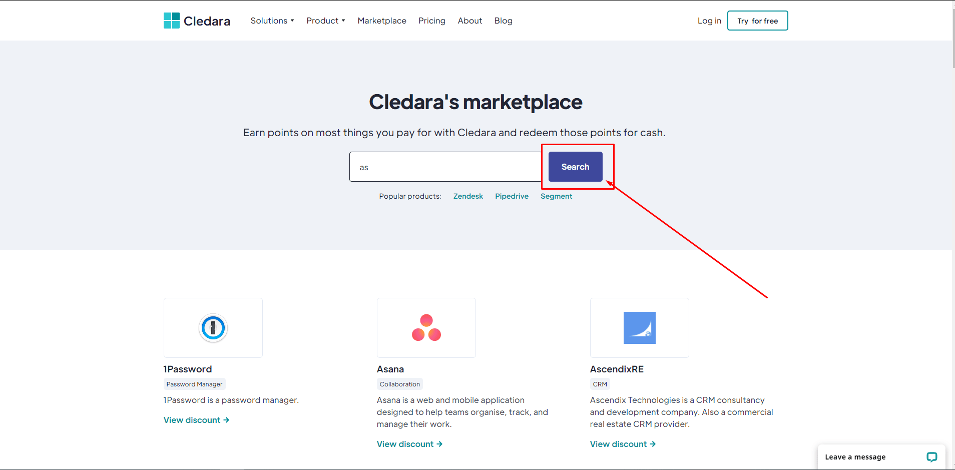 The “Search” button on the “Marketplace” page is not responsive