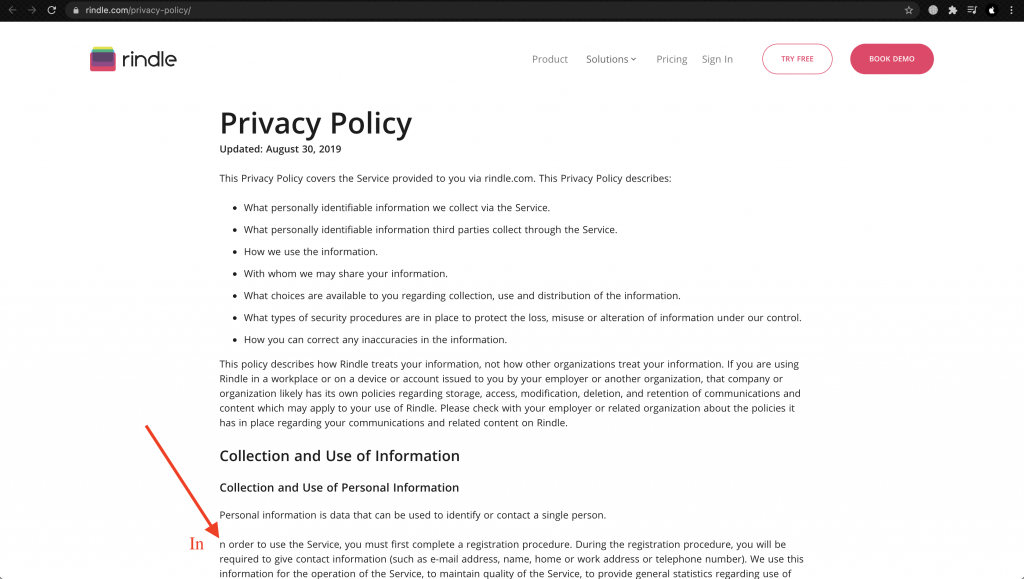 Typo in Privacy Policy