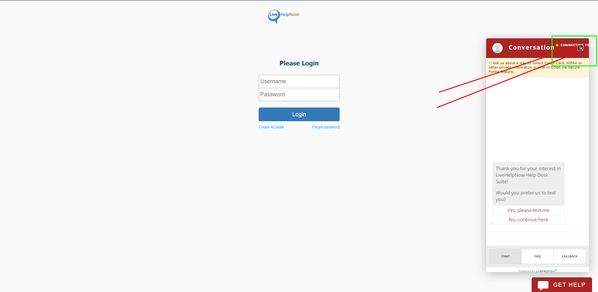 The “Connecting to agent” text and “X” button are shifted in the “Live Chat” pop-up