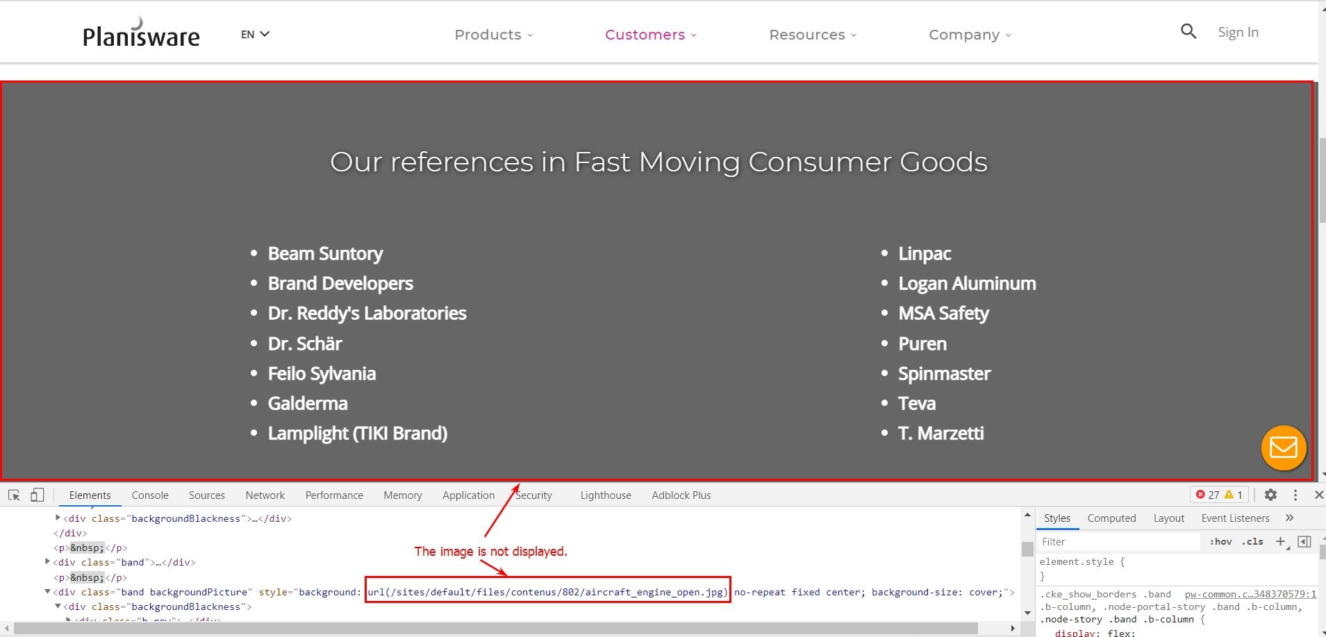 The 'Our references in Fast Moving Consumer Goods' banner is not displayed.