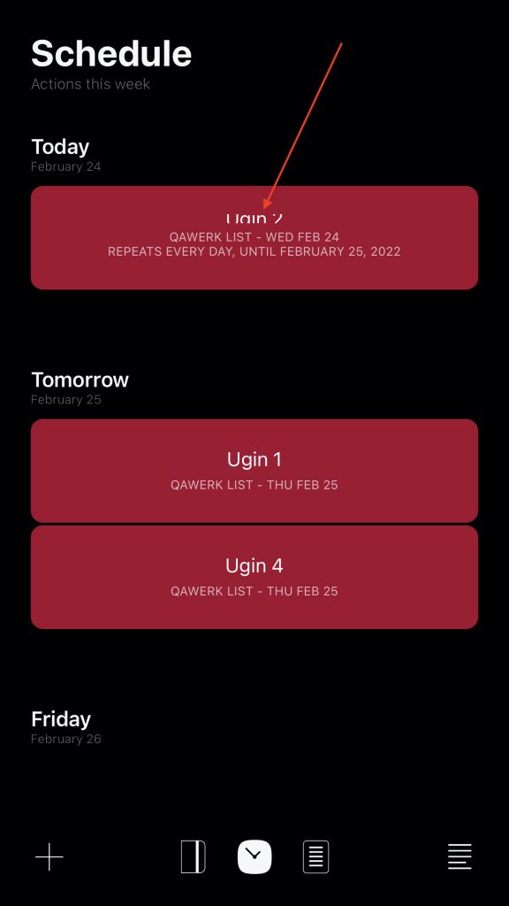 The reminder’s title is cropped