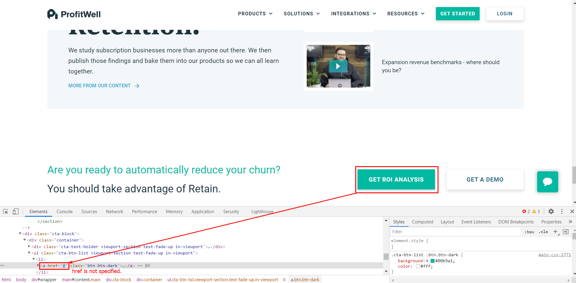 The button 'Get Roi Analysis' does not work properly