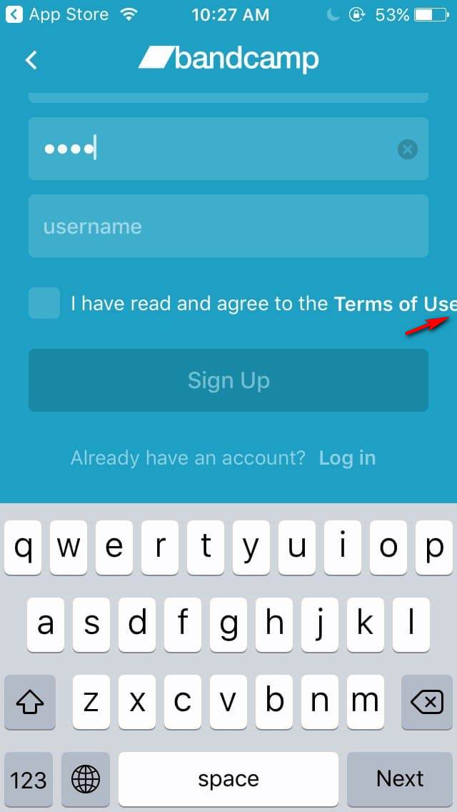 I have read and agree to the Terms of Use text isn't fully shown on the Sign Up screen