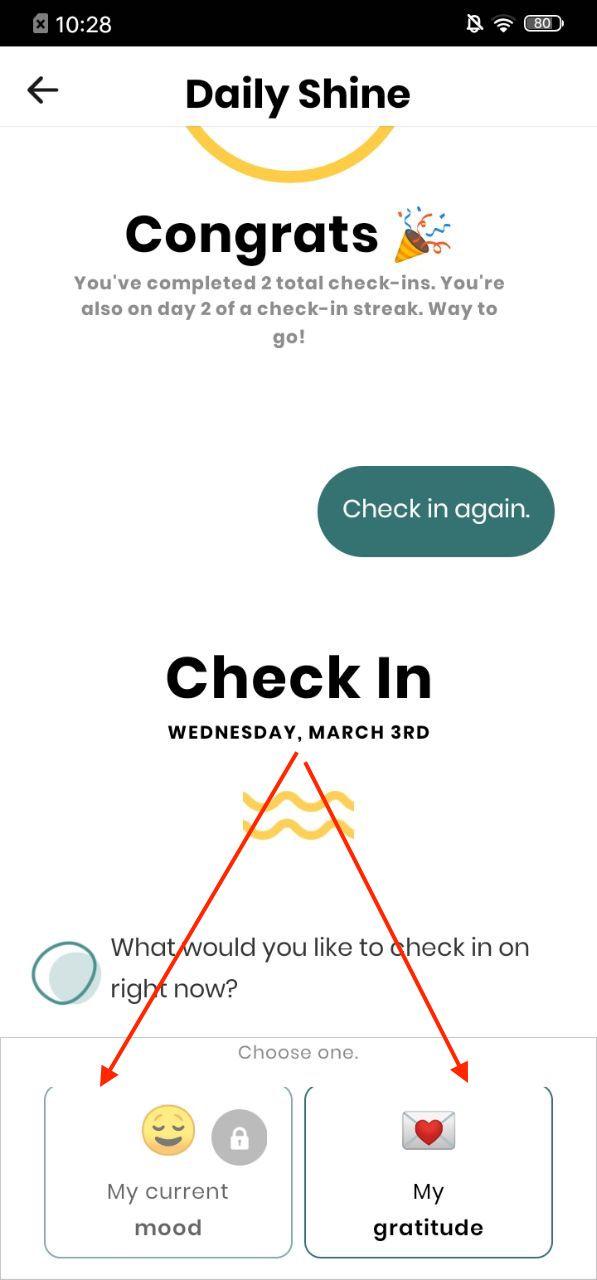 The ‘Check in’ icons are cropped