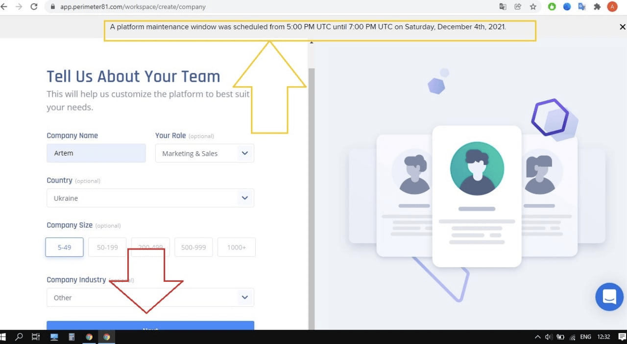 Page elements are not fully displayed if there’s a notification about technical work