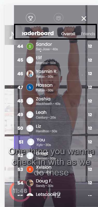 “Leaderboard” title overlaps “Overall” and “Friends”