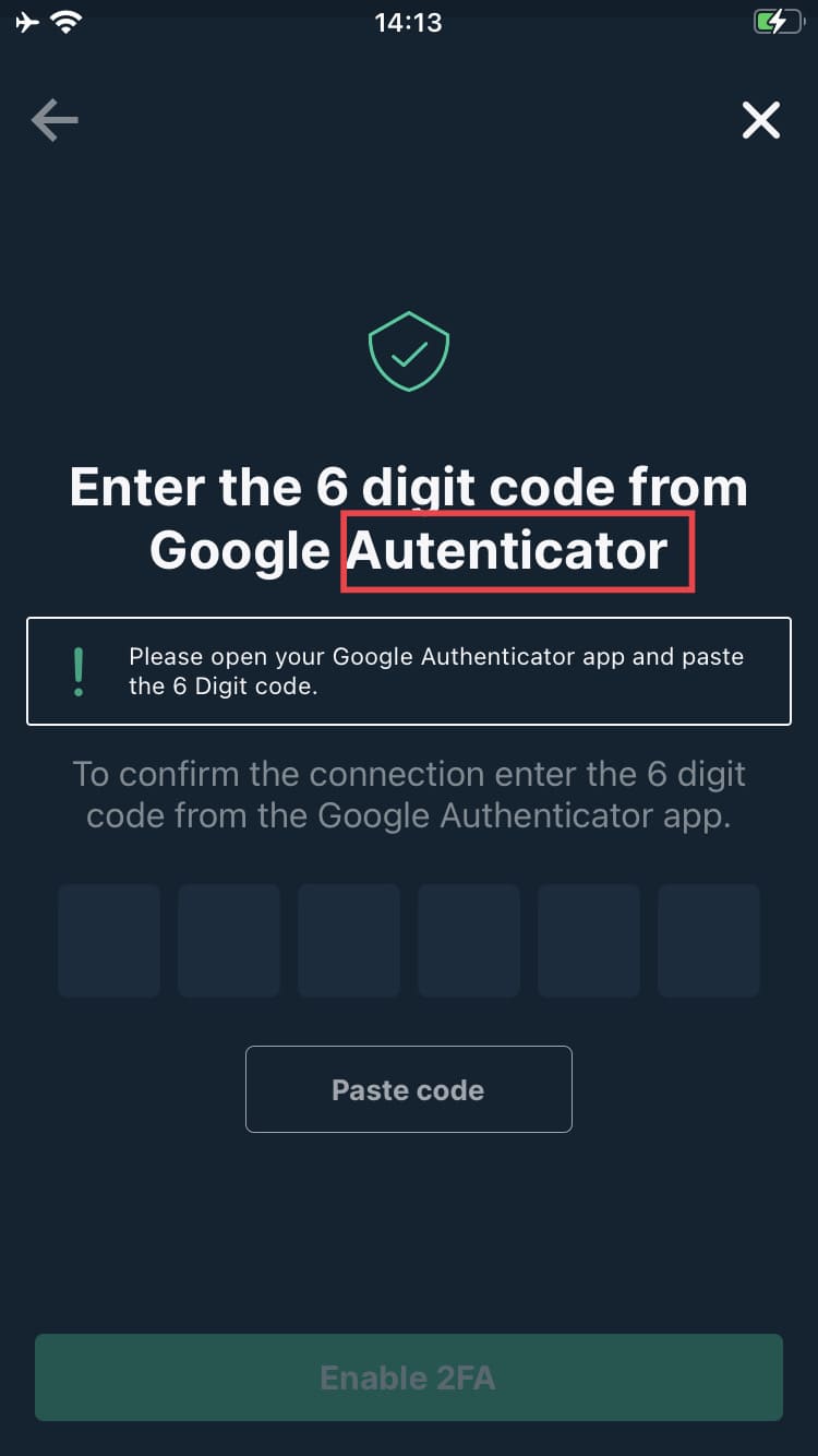 Spelling mistake in word “Authenticator”