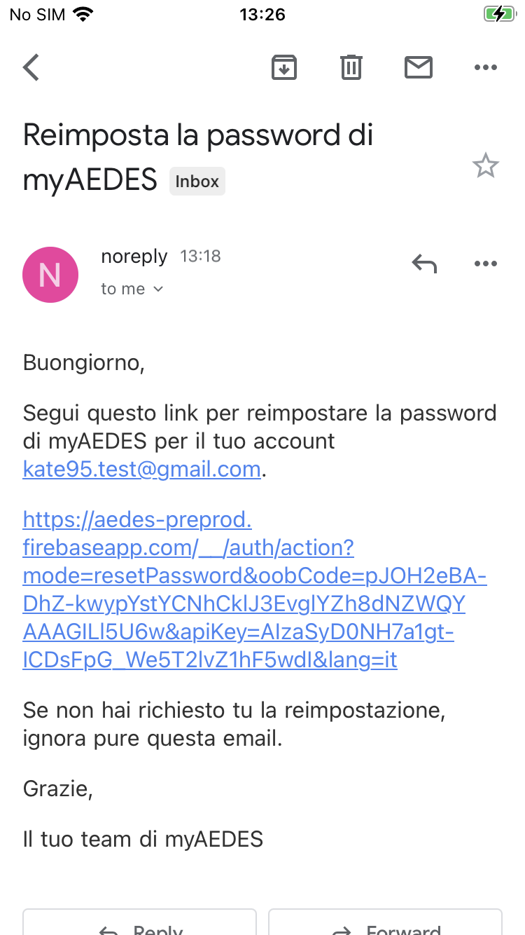‘Recover password’ email is written in Italian instead of English