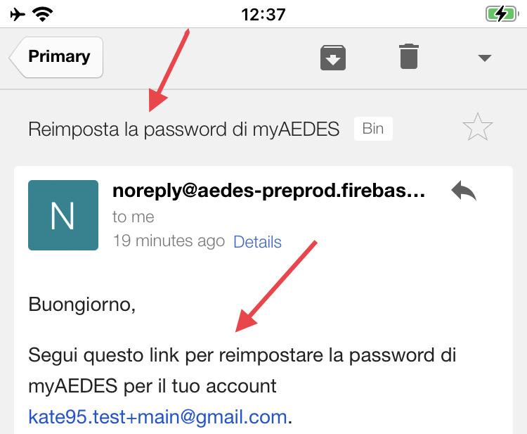 ‘Recover password’ email is written in Italian instead of English