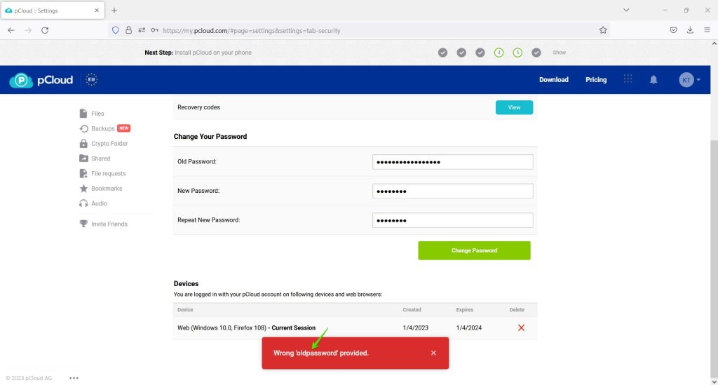 Spelling mistake in warning on “Security” tab