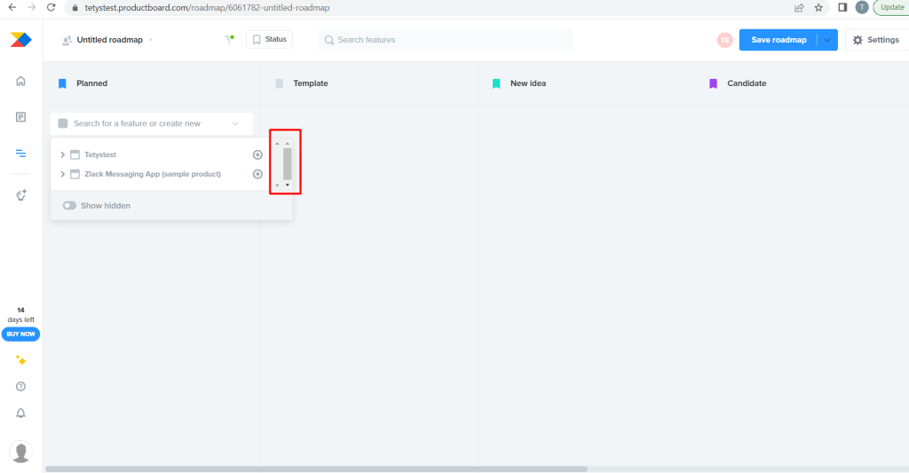 Double scroll element is displayed on “Add feature” section