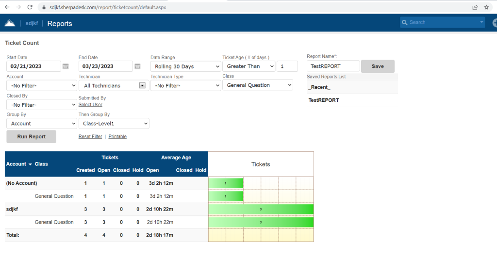 No bugs found after running ticket count report with age condition