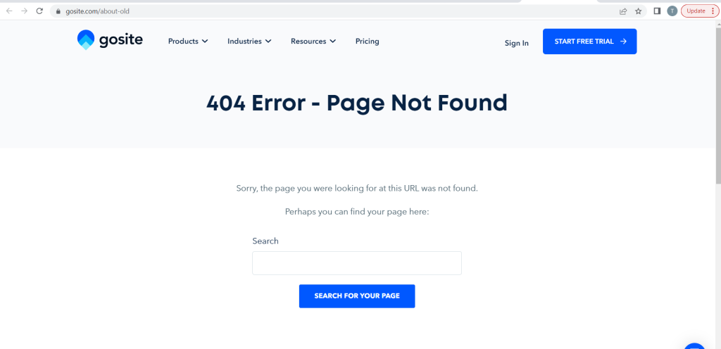 404 error is displayed after navigating to “About Us” menu item