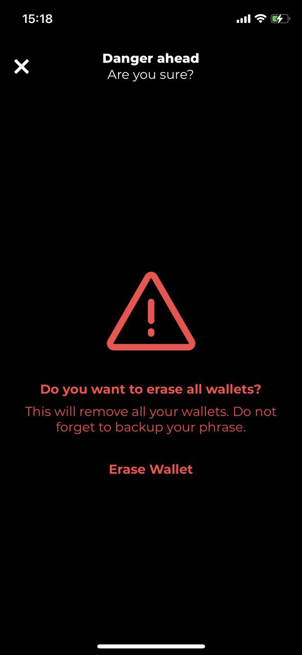 No bugs found after erasing wallet
