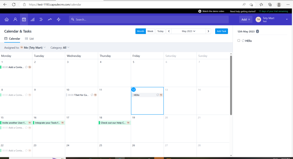 No bugs found after adding new task via calendar with monthly repeat