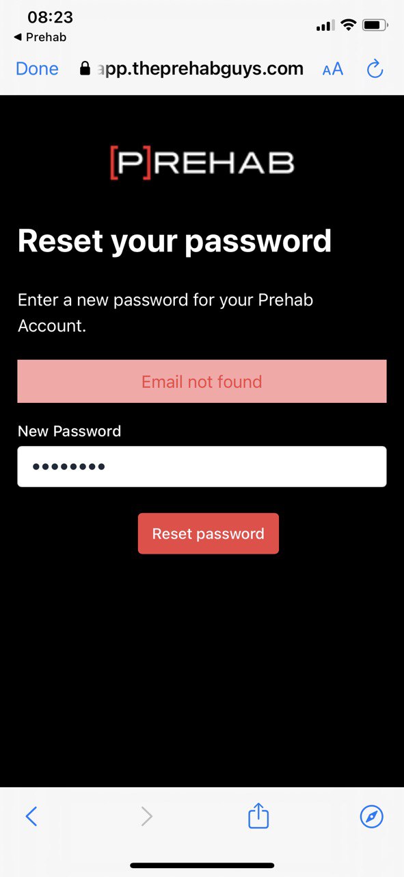 “Email not found” error message is displayed on “Reset your password” form