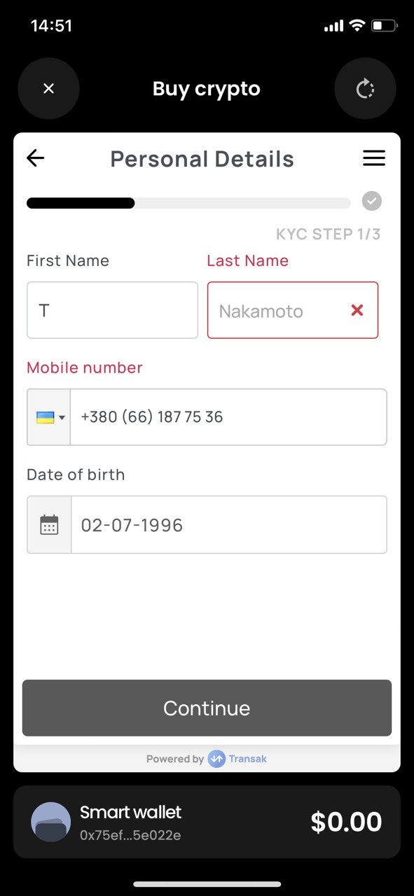 “Mobile number” field is highlighted in red if “Last Name” field is empty