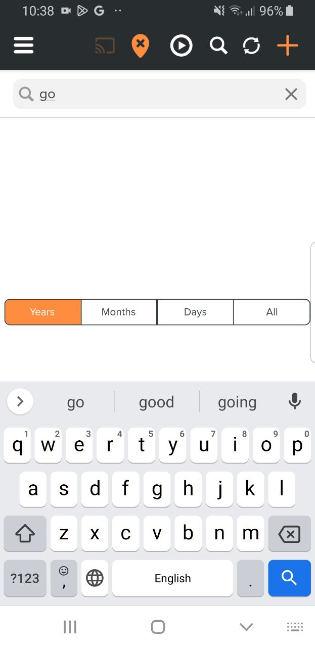 Extra empty space is displayed between filters and keyboard