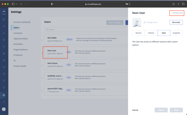 Incorrect invitation status for user who accepted invitation on “User Settings” page