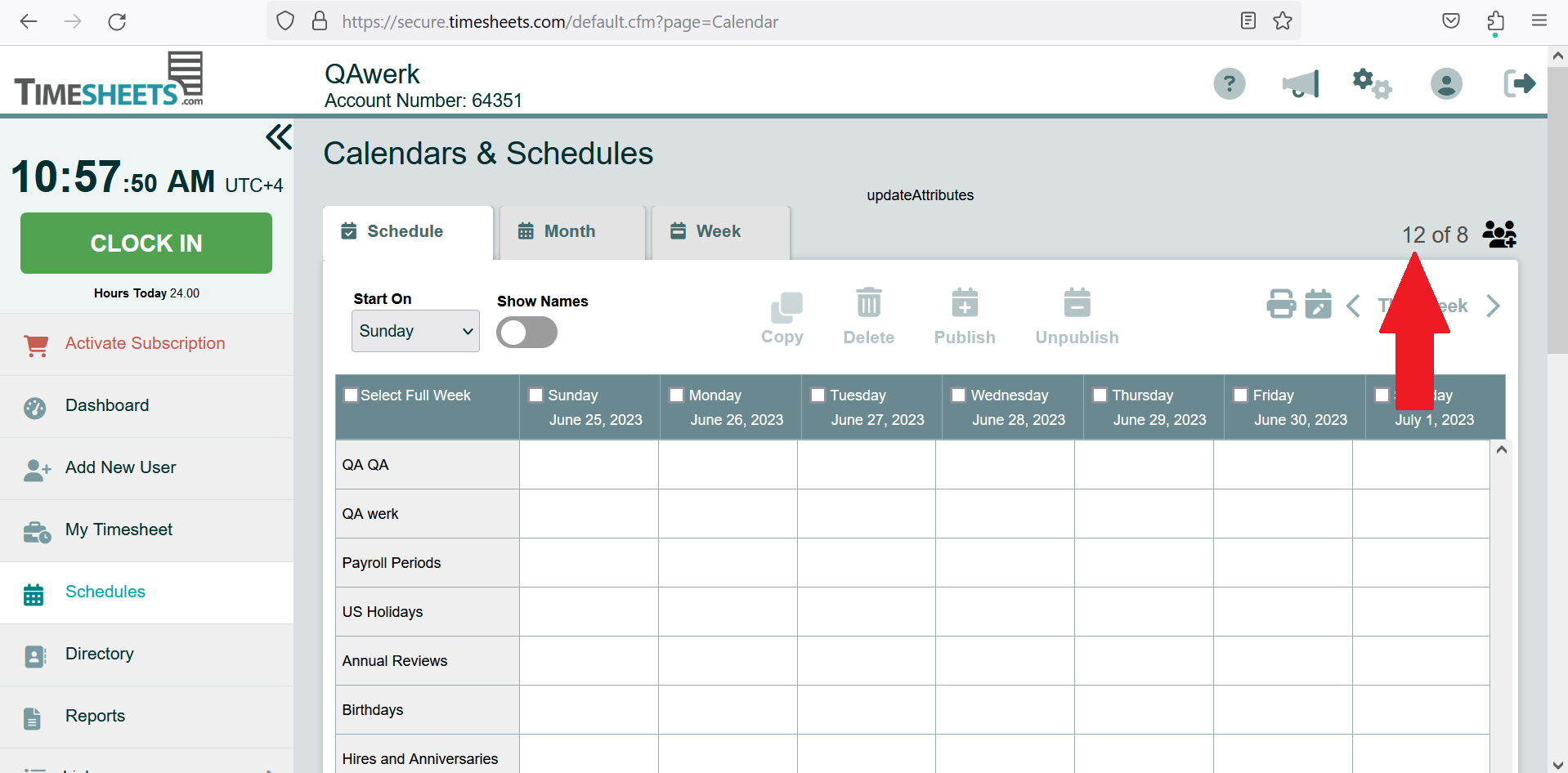 Schedule filter shows more options than maximum allowed number of filters