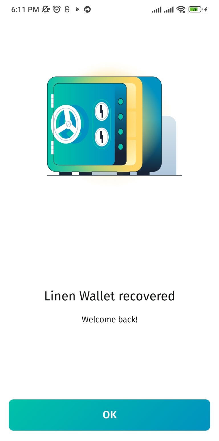 No bugs found after recovering wallet following app reinstallation