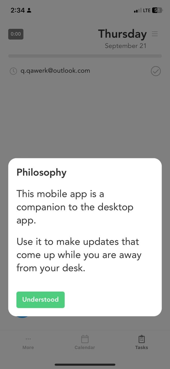 “Philosophy” pop-up isn't displayed for account created using Gmail