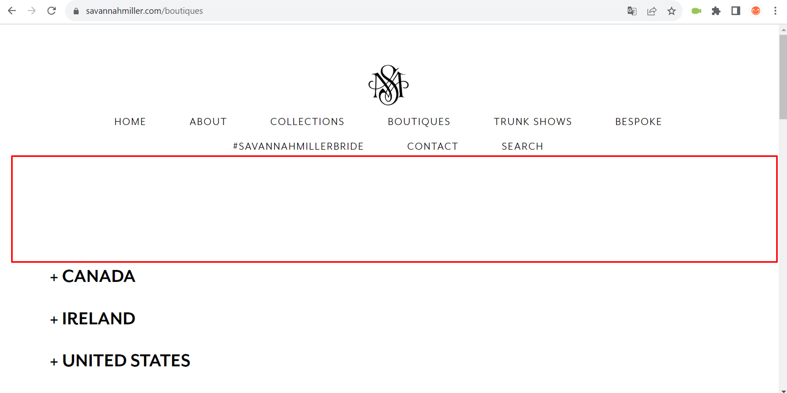Gap between menu and list of boutiques