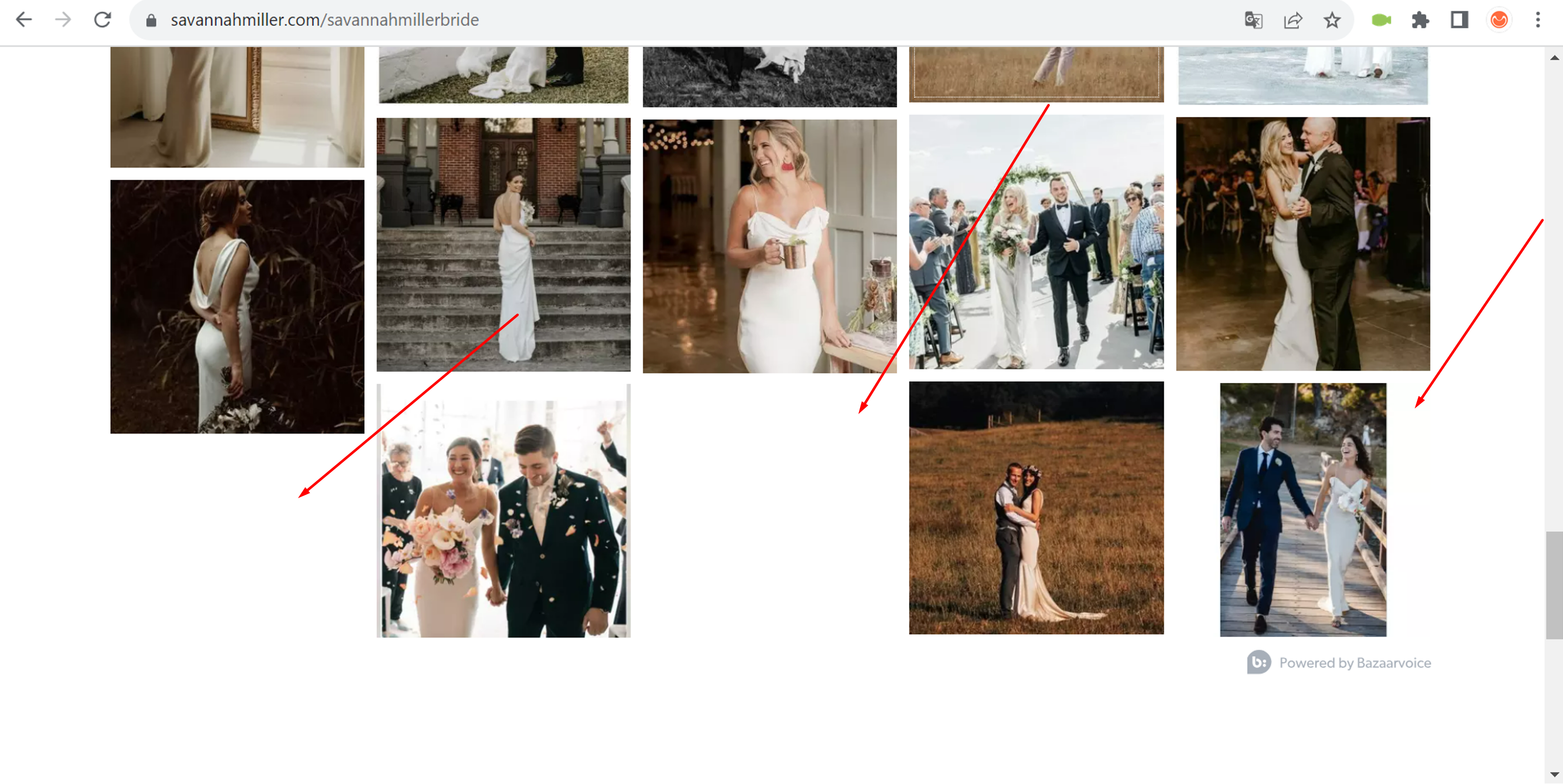 At bottom of #SAVANNAHMILLERBRIDE page, photo grid has shifted