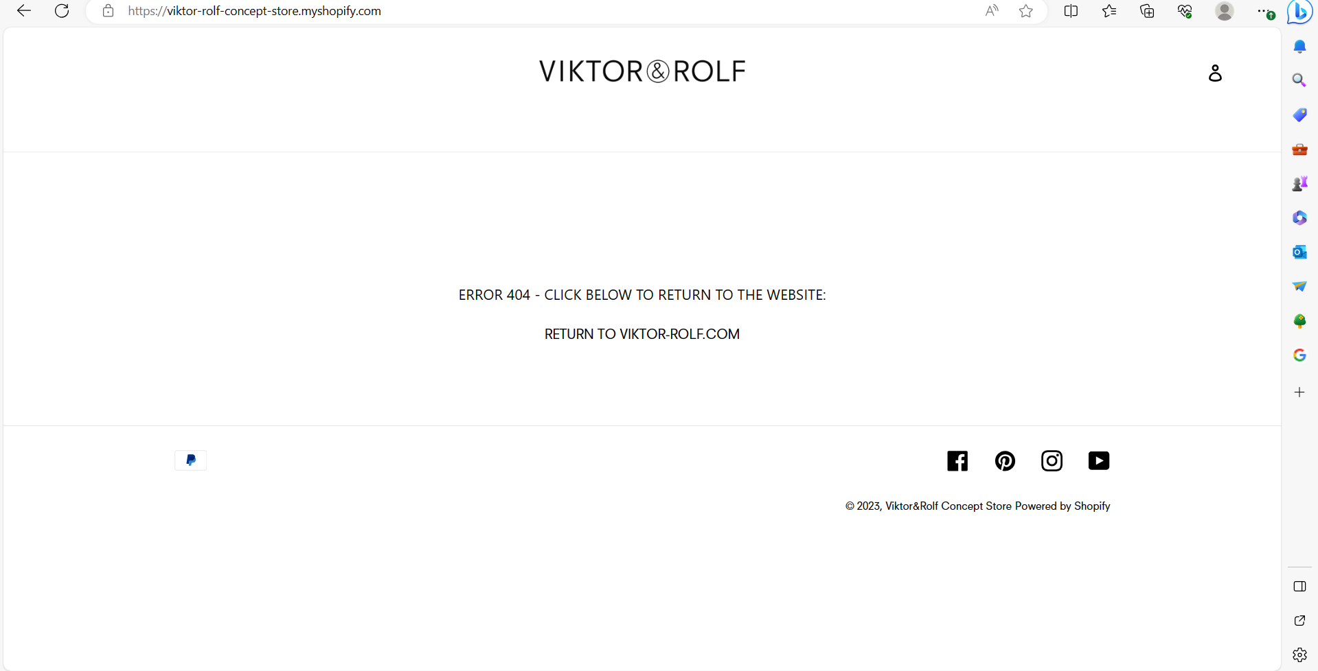 404 error after clicking on “Viktor&Rolf” icon in Account Details tab