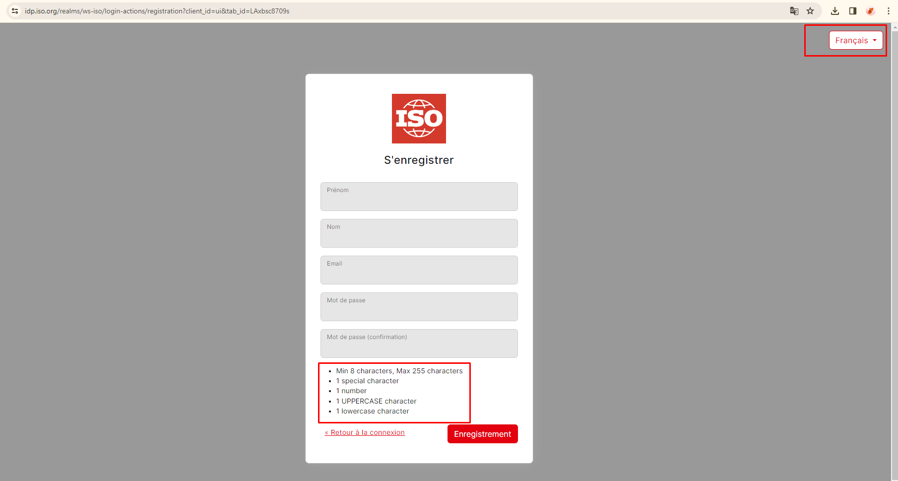Registration form isn’t translated correctly into French