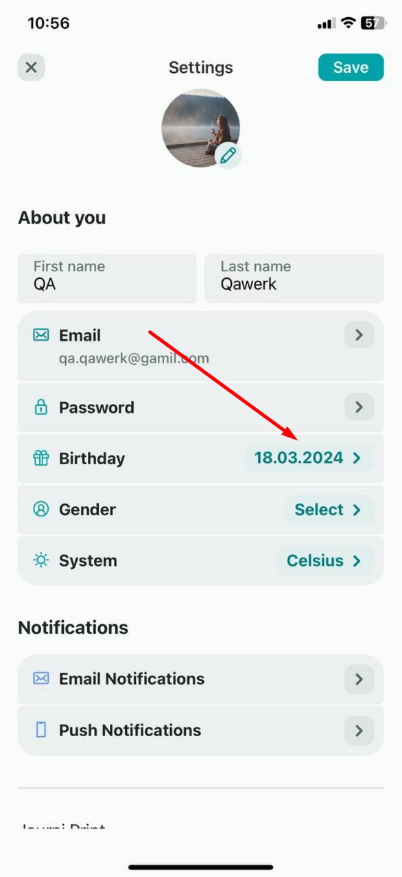 Automatic date of birth entry upon account creation