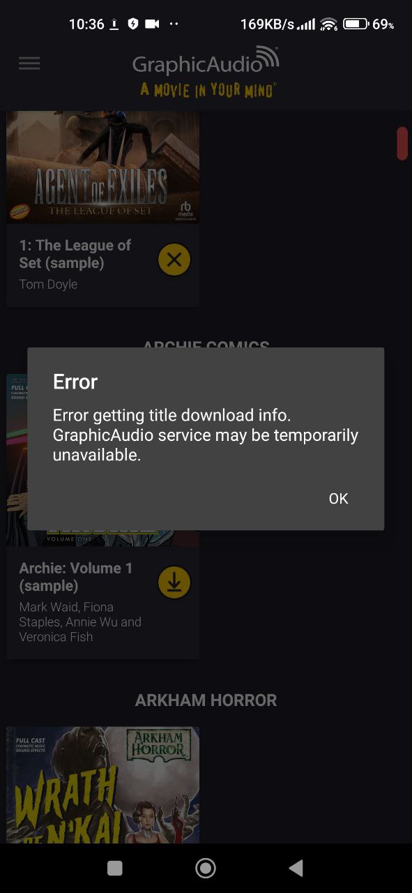 Error encountered during audio download process