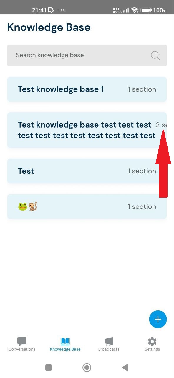 Knowledge base name shifts section count information