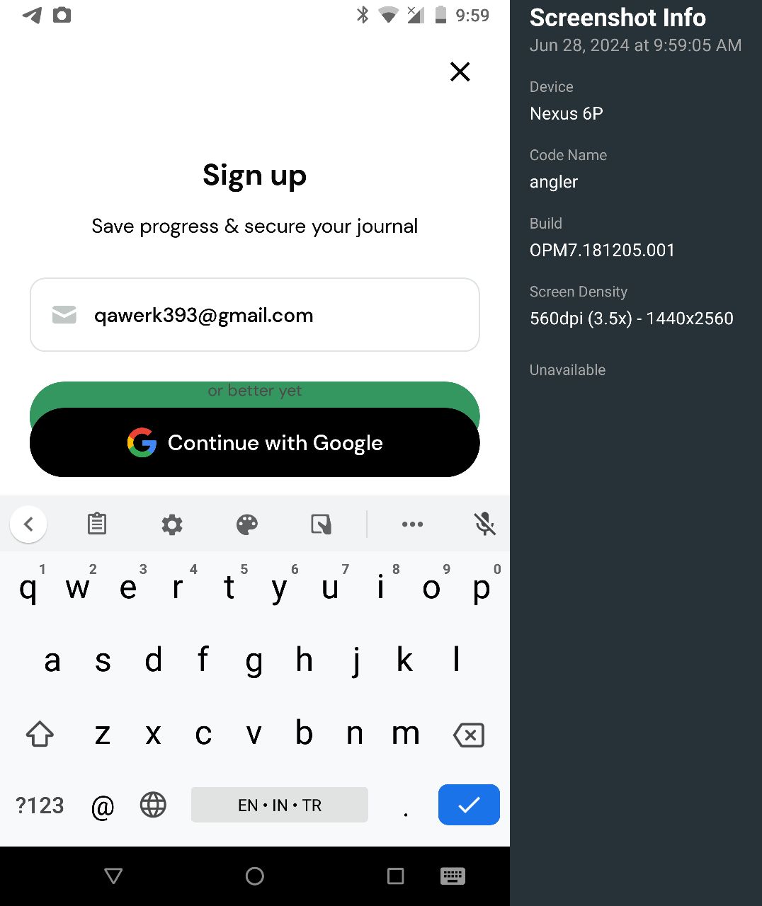 “Continue with Google” button overlaps “Confirm and continue” button when keyboard is open