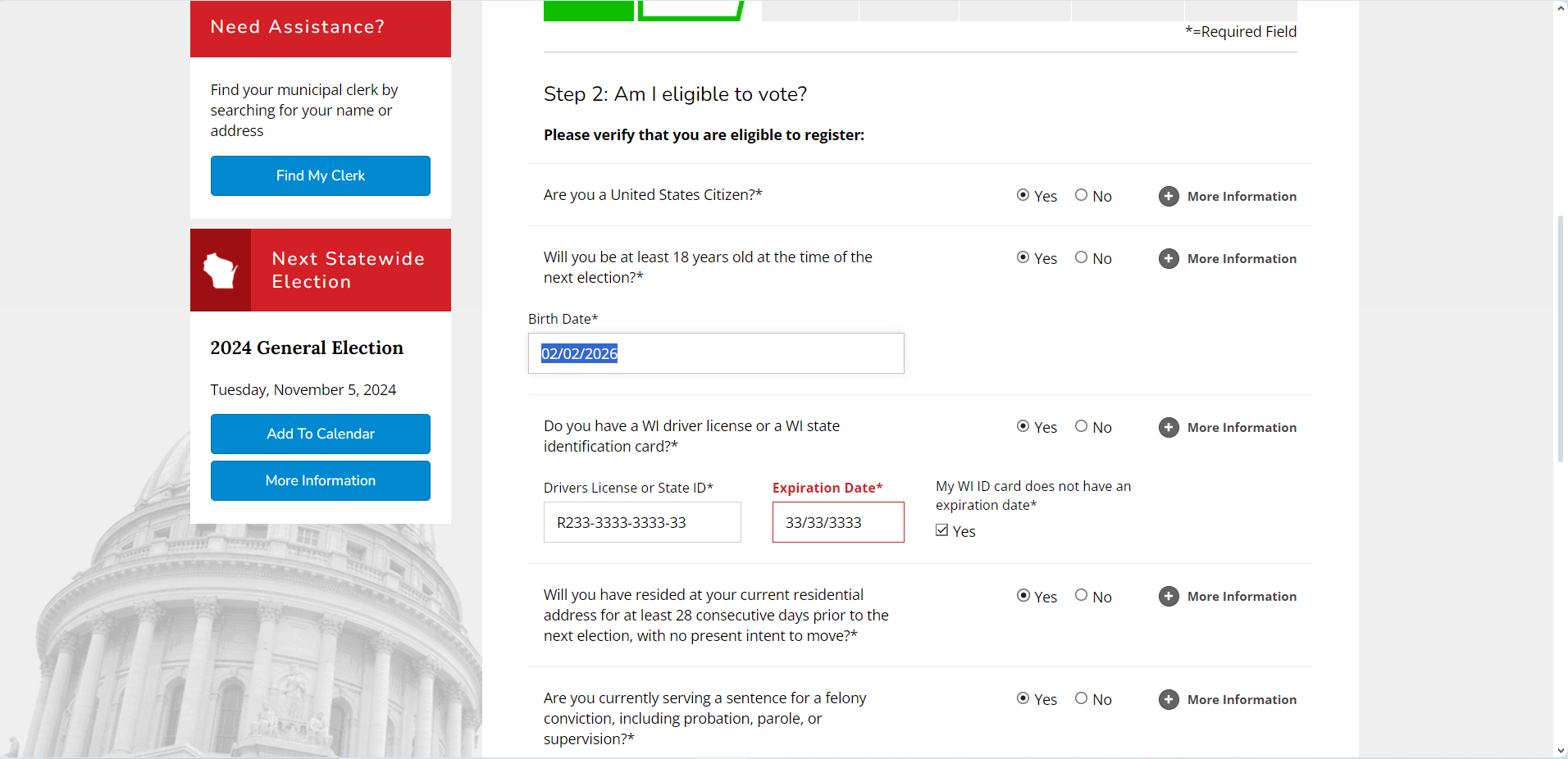 Input errors in forms are not clearly indicated or described to user