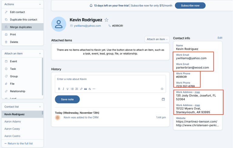 No bugs found when verifying data accuracy and integrity during contact merge