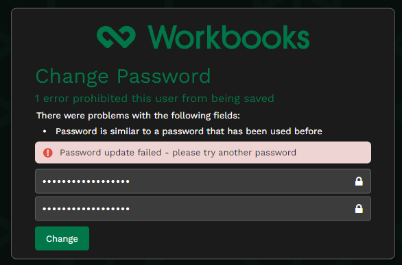 Error occurs when reusing the current password during password recovery