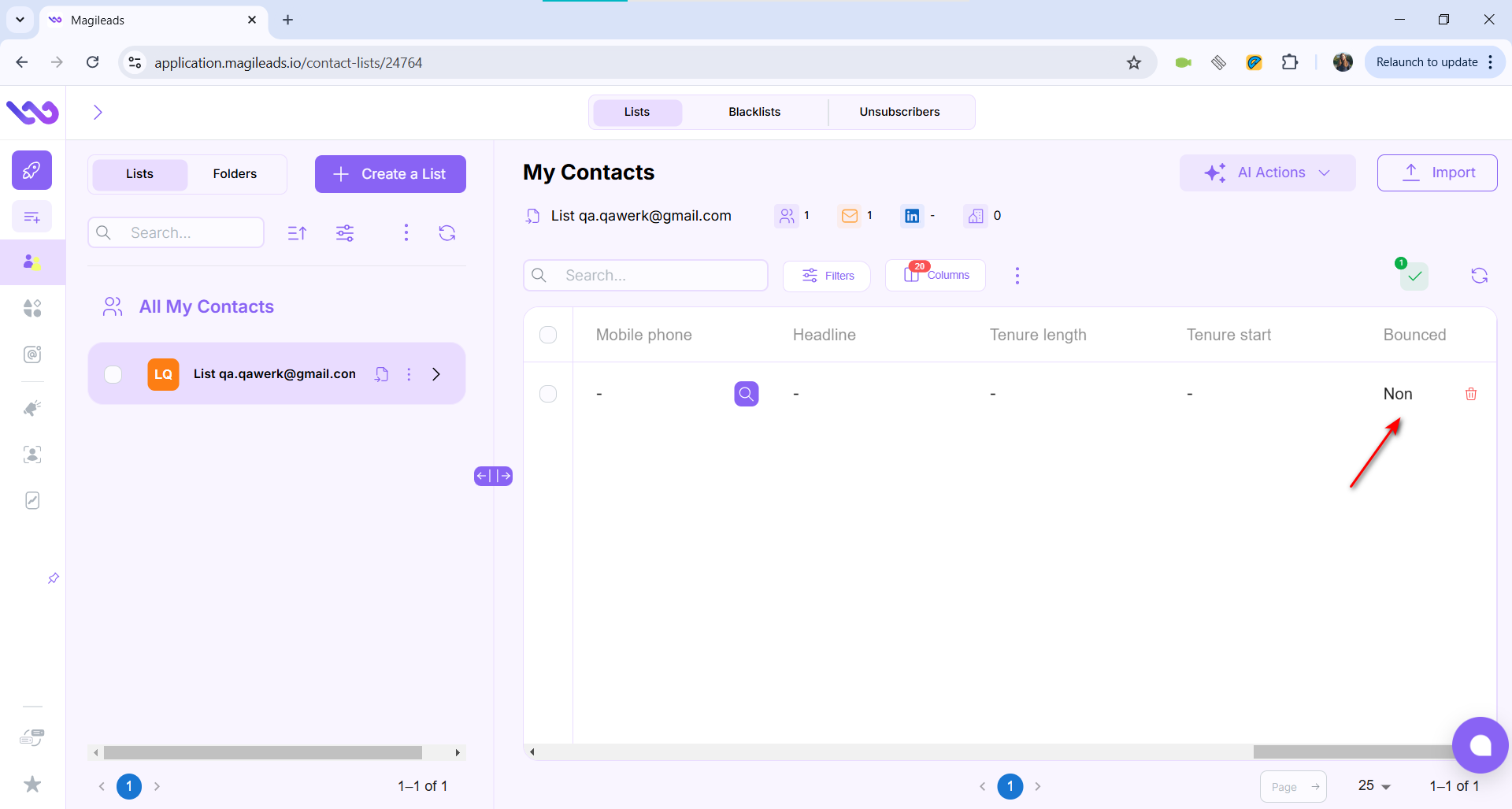 Table shows content in French