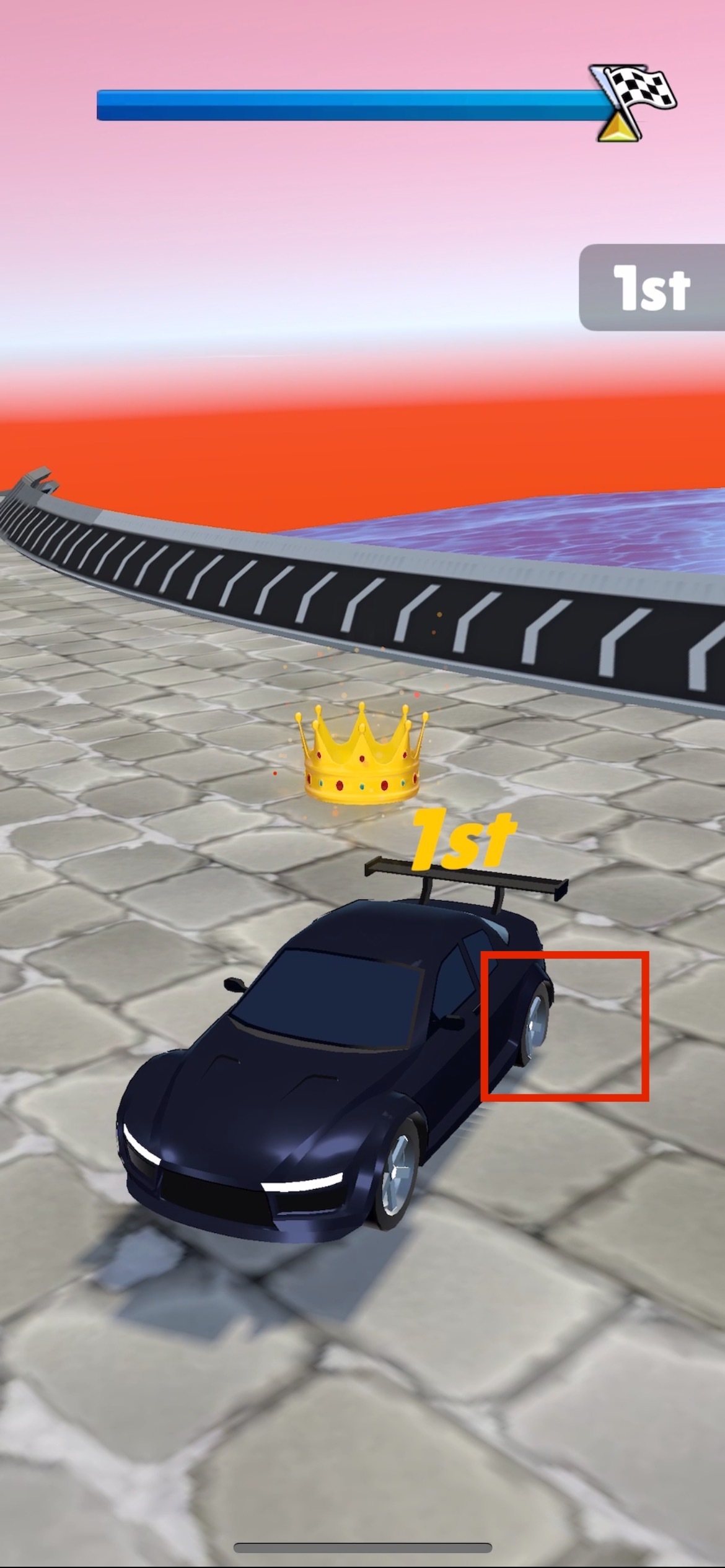 Car texture falls through ground texture in animation after completing level