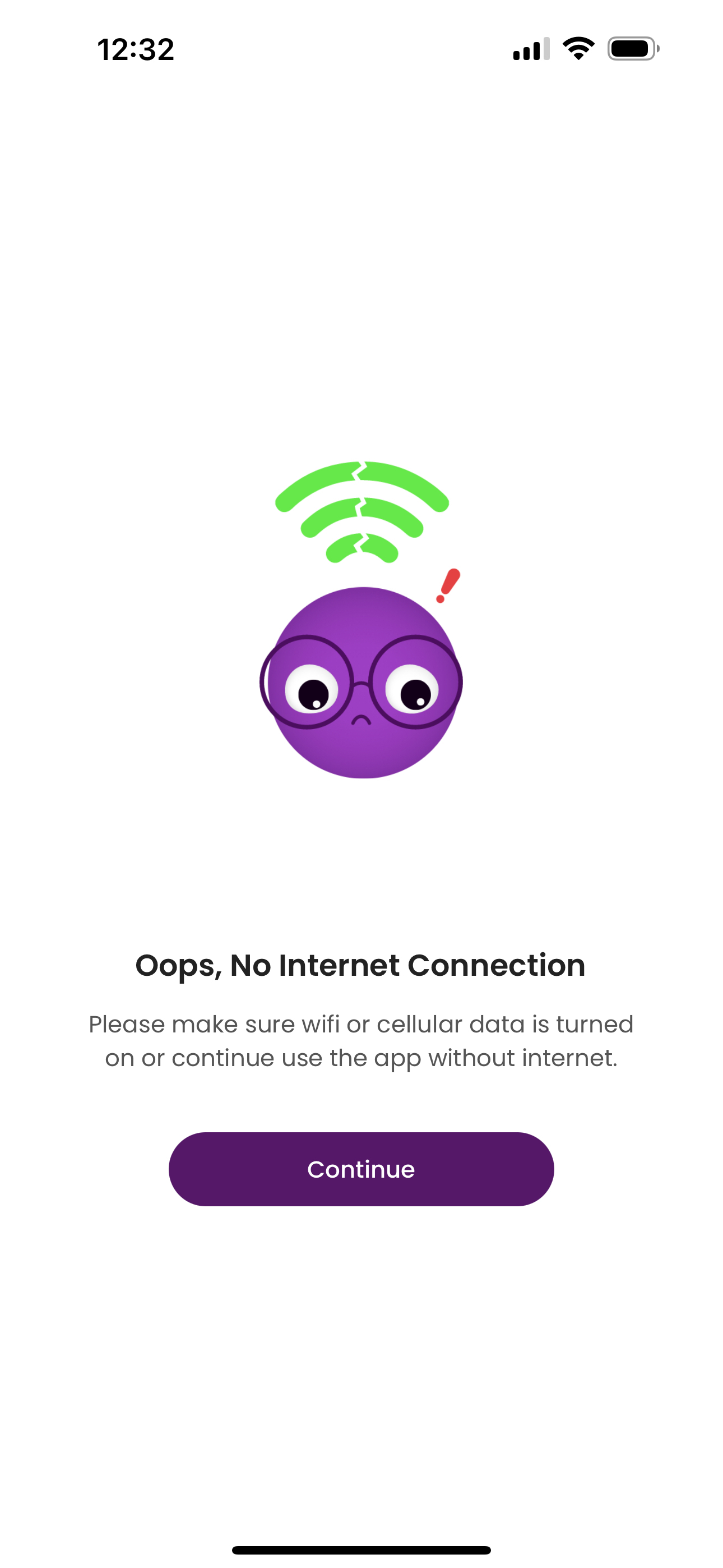 'No Internet Connection' screen appears on app launch despite stable connection