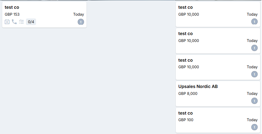 Truncated user icons on opportunity cards in Sales Board