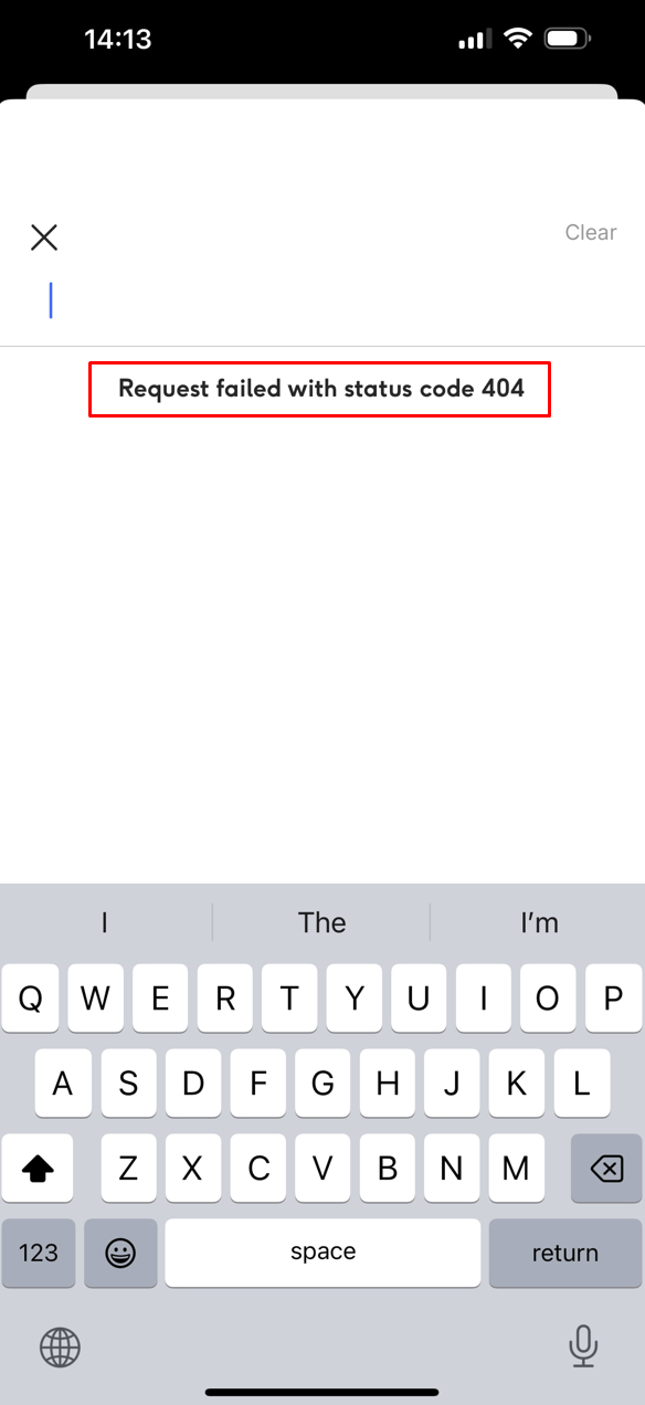 Entering three spaces in “Suburb or Postcode” field yields “Request failed with status code 404.”