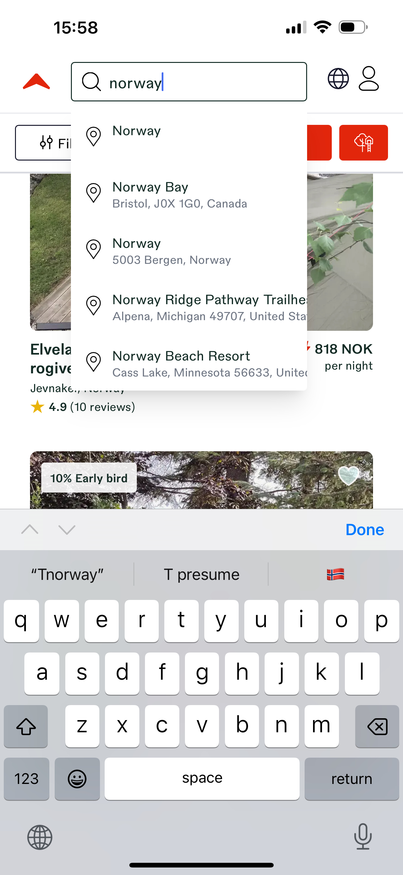 Search dropdown locations are truncated on right