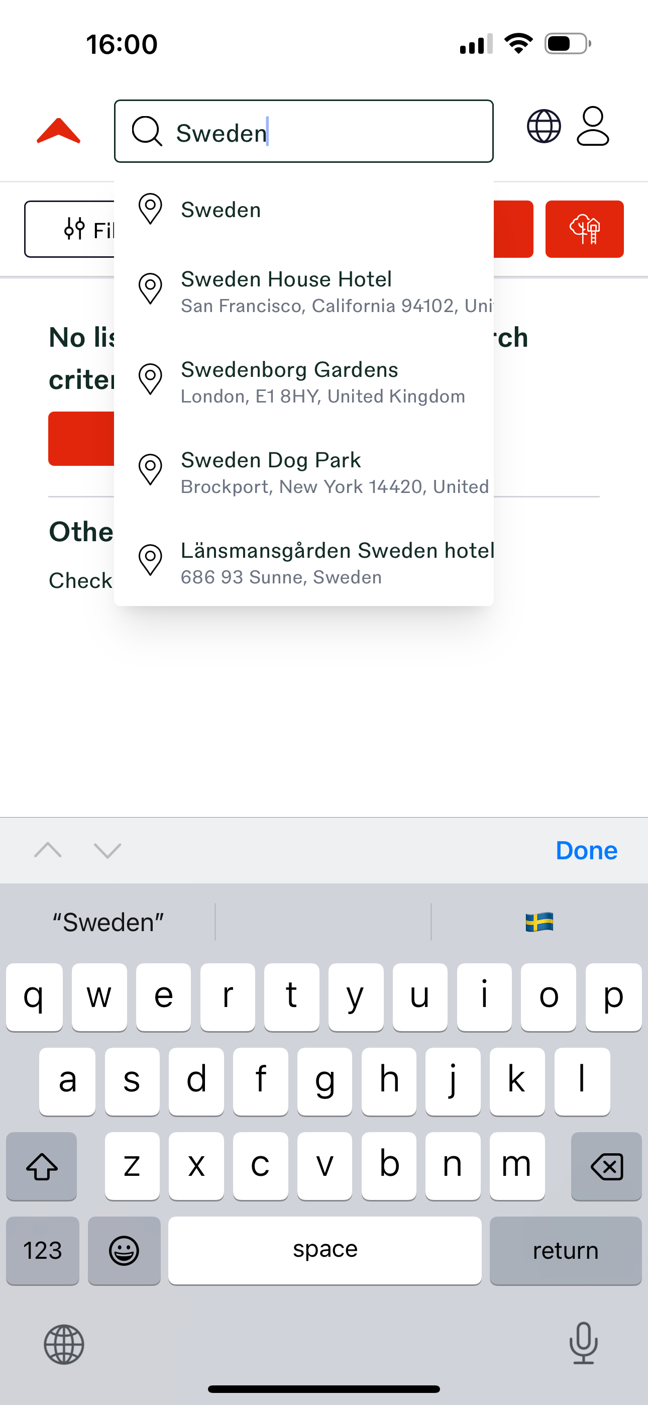 Search dropdown locations are truncated on right