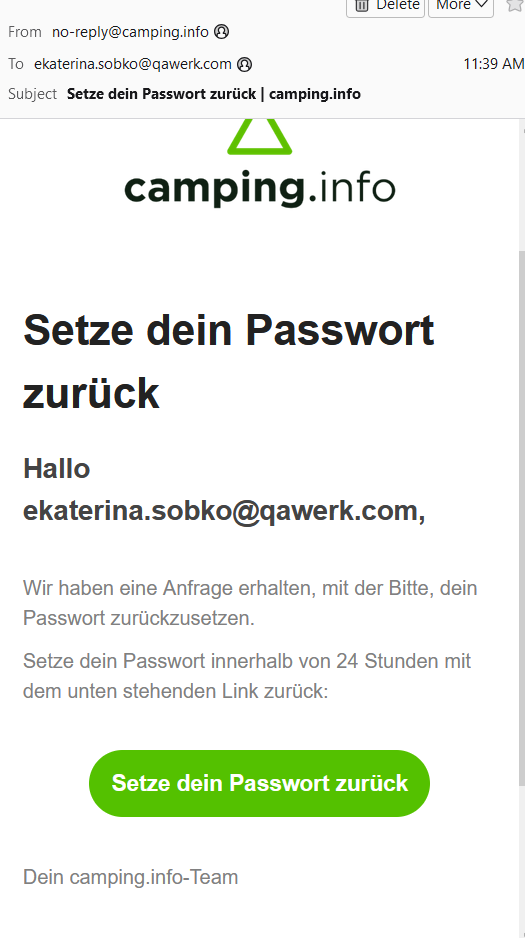 ‘Forgot Password’ email sent in German despite English localization